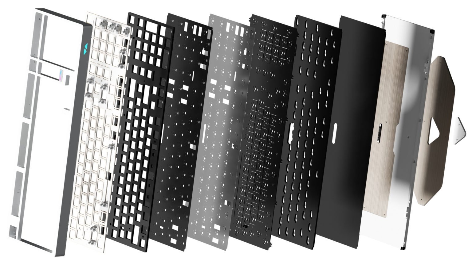 Max102 Mechanical Keyboard - Full-Size, Three-Mode, Customizable Layout.